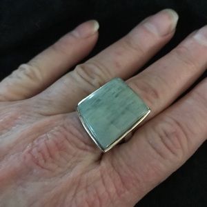 Sterling Silver & Jade Ring SIZE 9.5